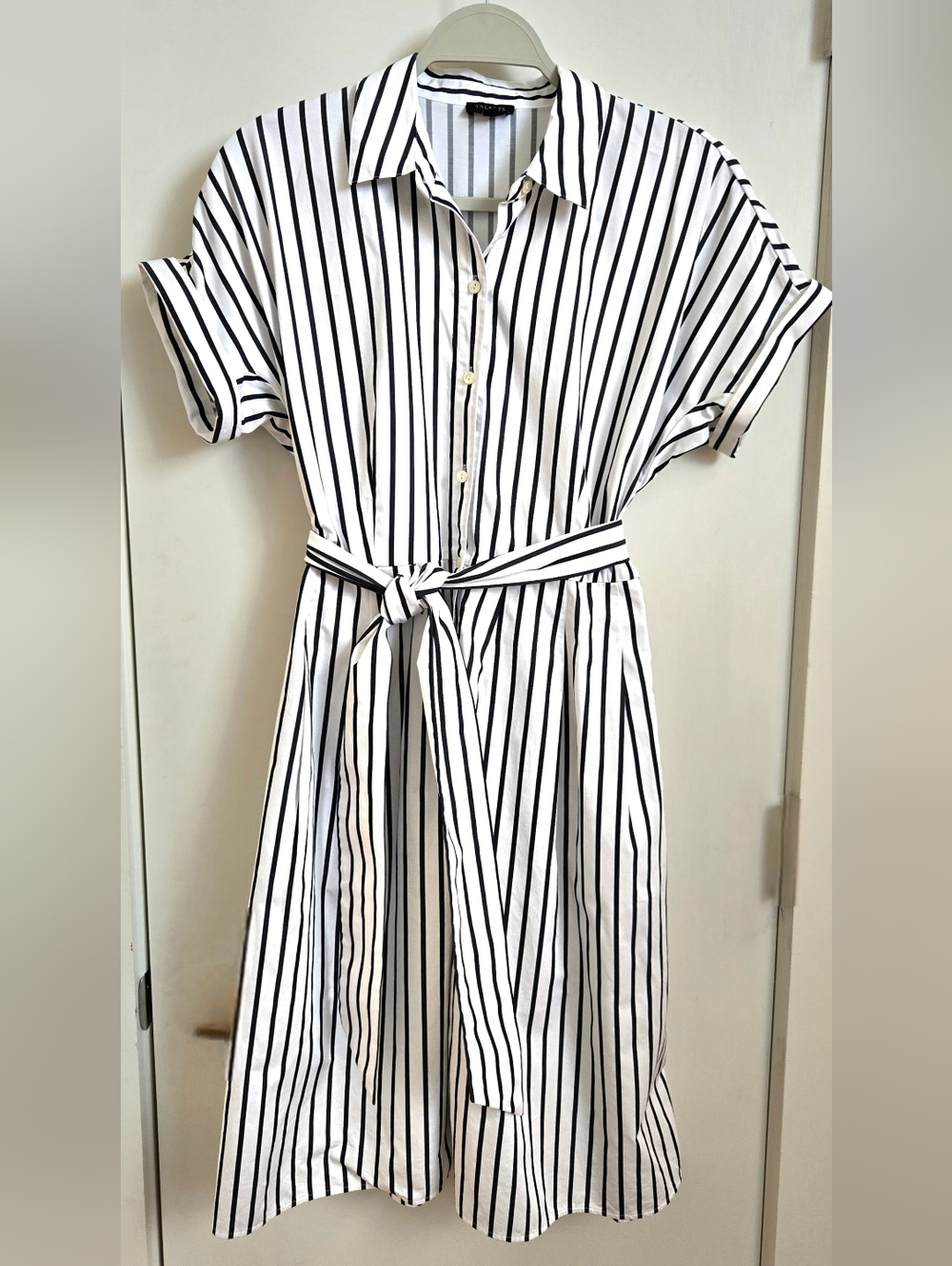 Talbots Black and White Striped Petite Shirt Dress (With Pockets!)